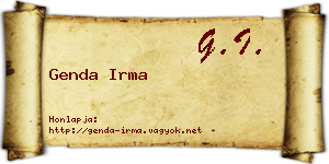 Genda Irma névjegykártya